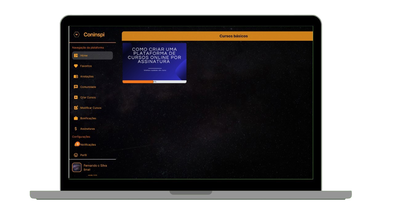 Mockup da plataforma Coninspi em um notebook